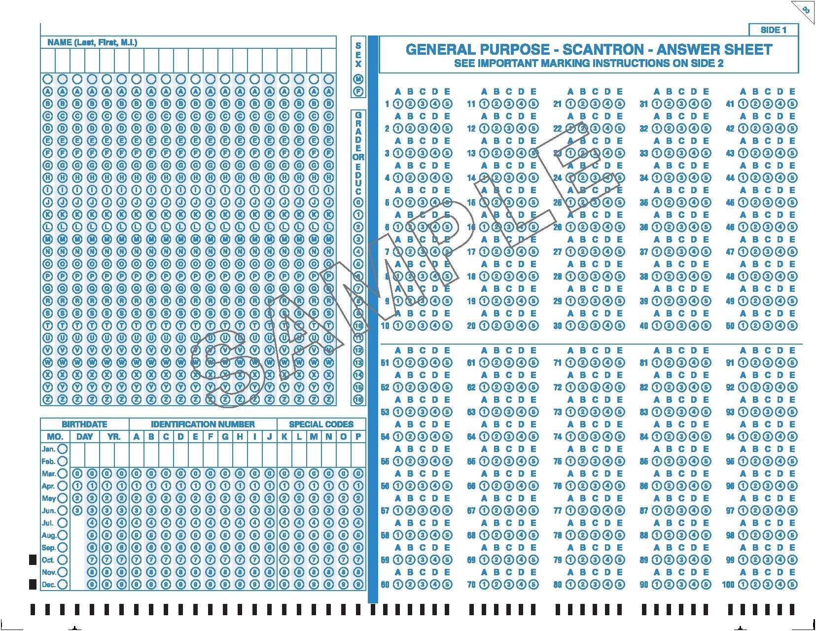 Answer Sheets To Use