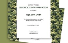 Army Certificate Of Appreciation