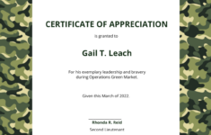 Army Certificate Of Appreciation