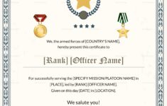 Army Thank You Certificate Of Service