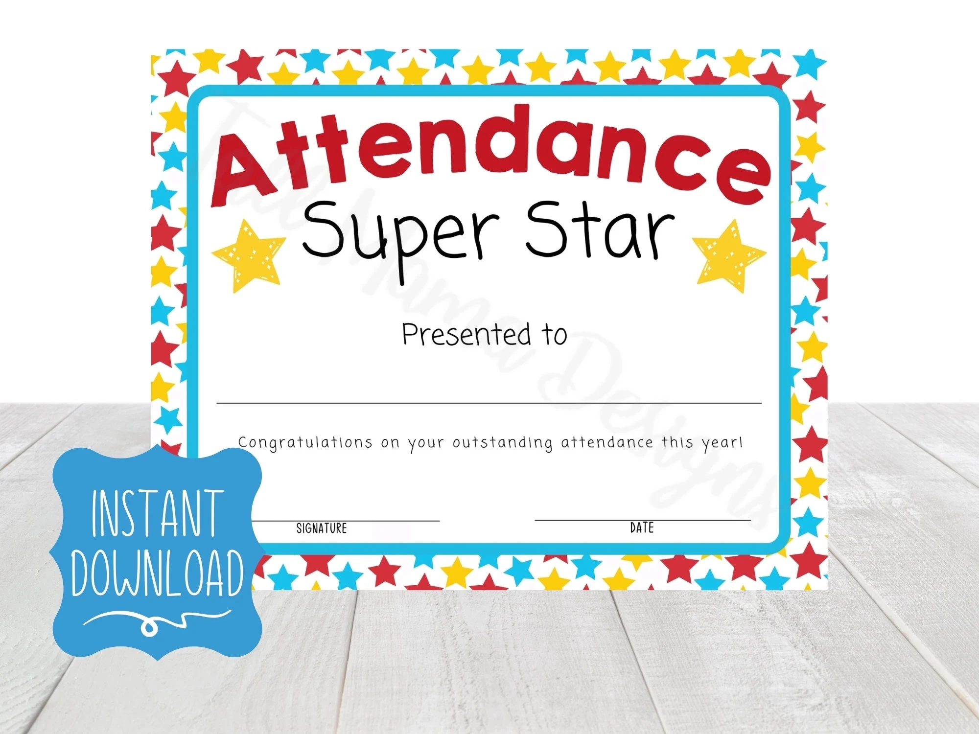 Attendance Award Certificate Printable