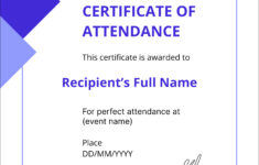Attendance Certificate Templates