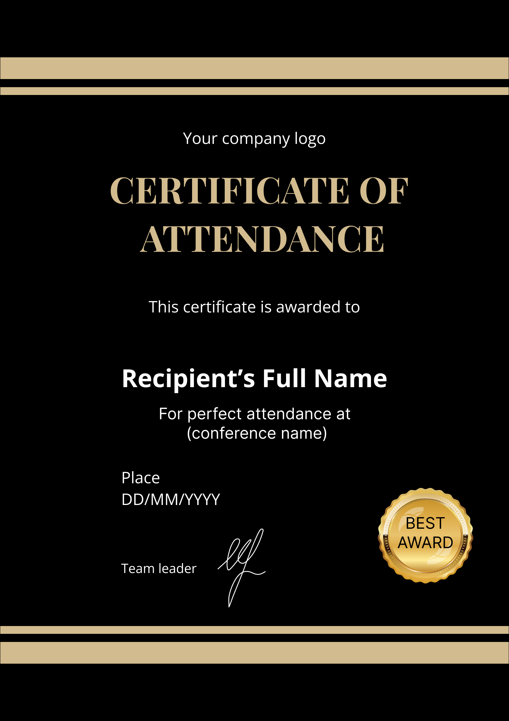 Attendance Certificate Templates Attendance Certificate Templates