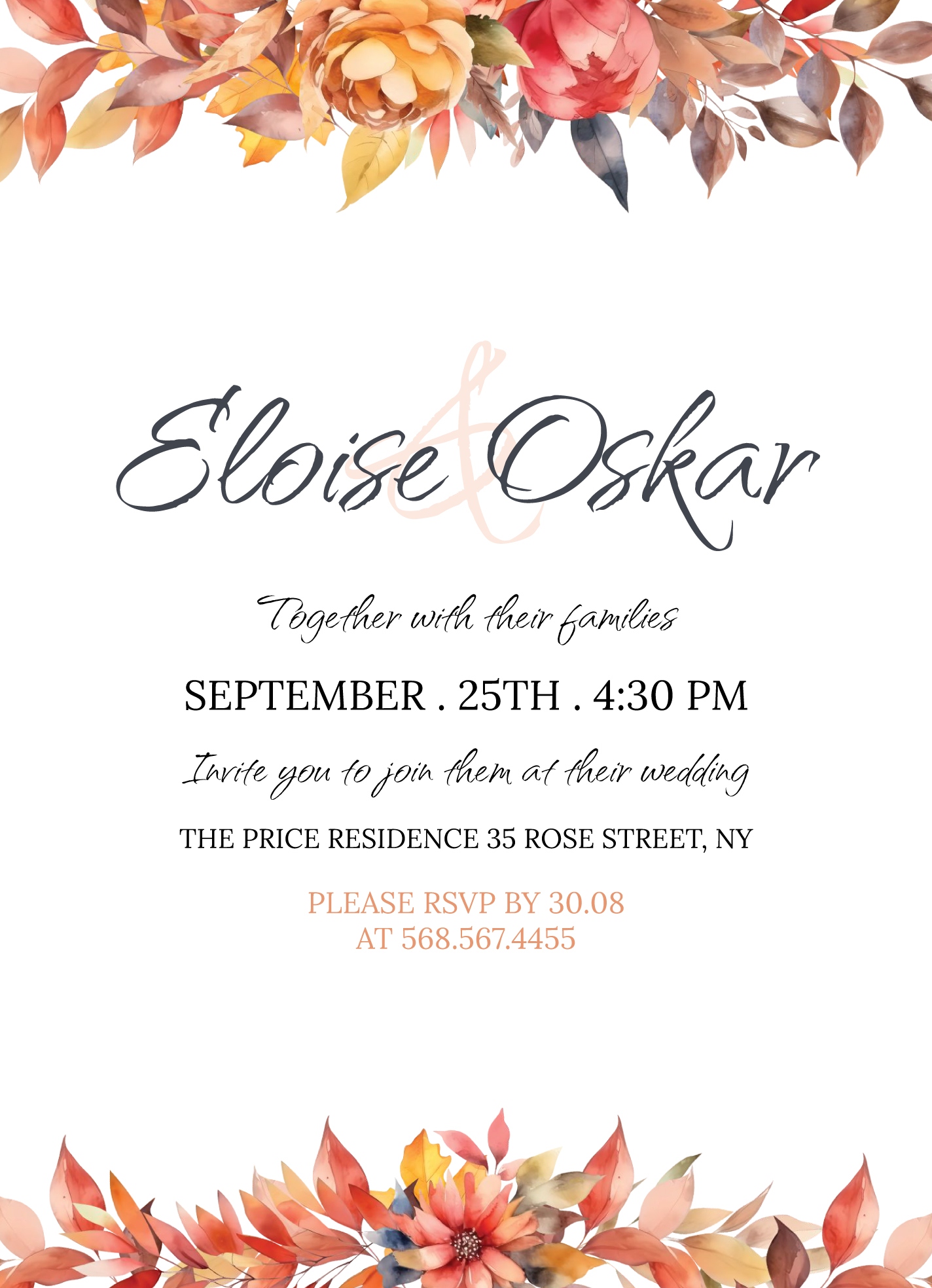 Autumn Wedding Invitation Free Google Docs Template Autumn Wedding Invitation Free Google Docs Template