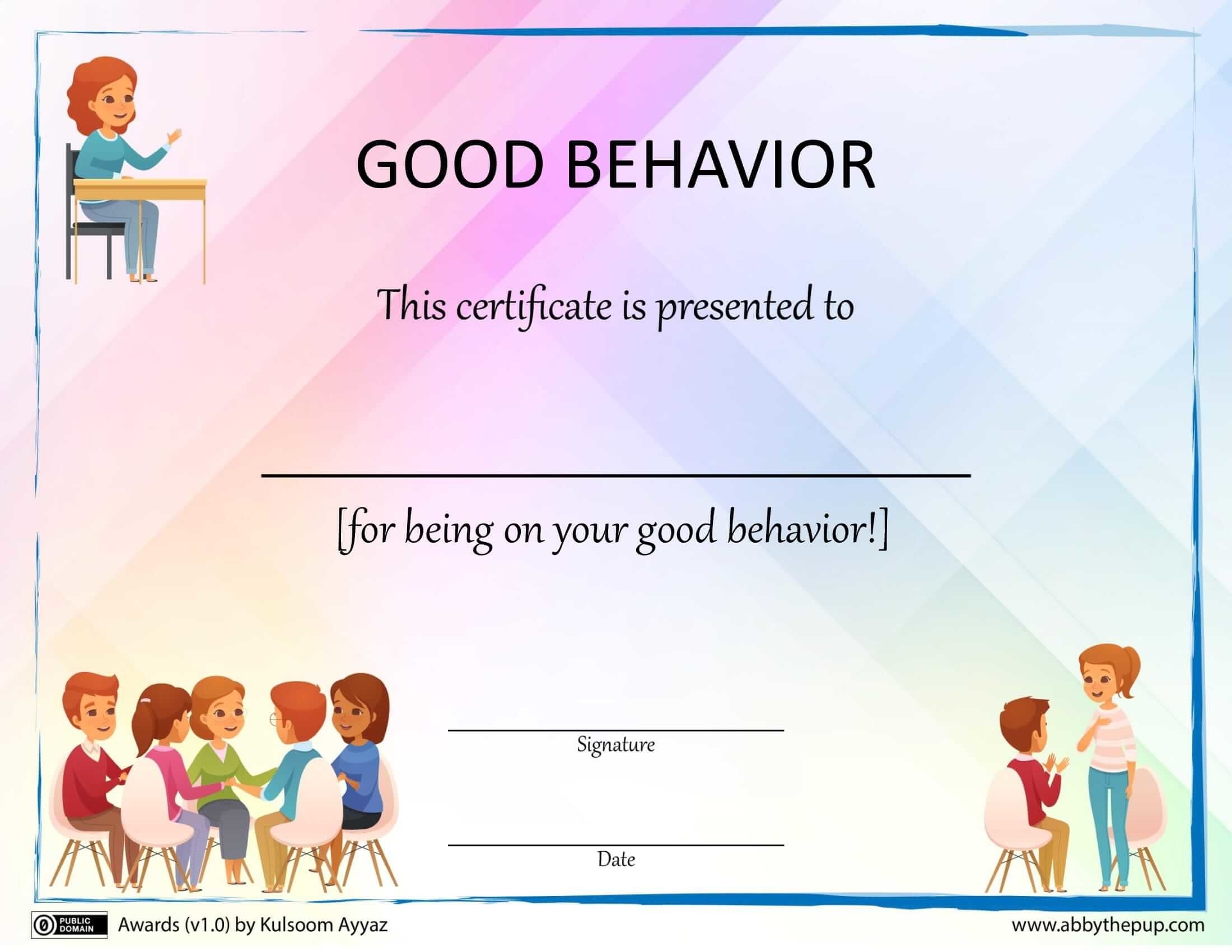 Award Template For Good Behaviour