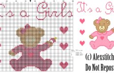 Baby Bear Onesie It S A Girls Birth Record Free Cross Stitch Pattern