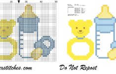 Baby Bottle And Pacifier Rattle Cross Stitch Pattern