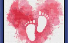Baby Girl Infant Birth Heart Cross Stitch Embroidery Needlepoint Pattern Pdf Download