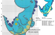 Baby Light Blue Dinosaur Free Small Cross Stitch Pattern