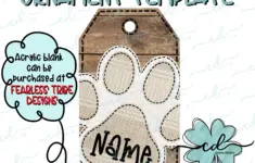 Barn Wood Neutral Paw Print Stocking Tag Template Cd