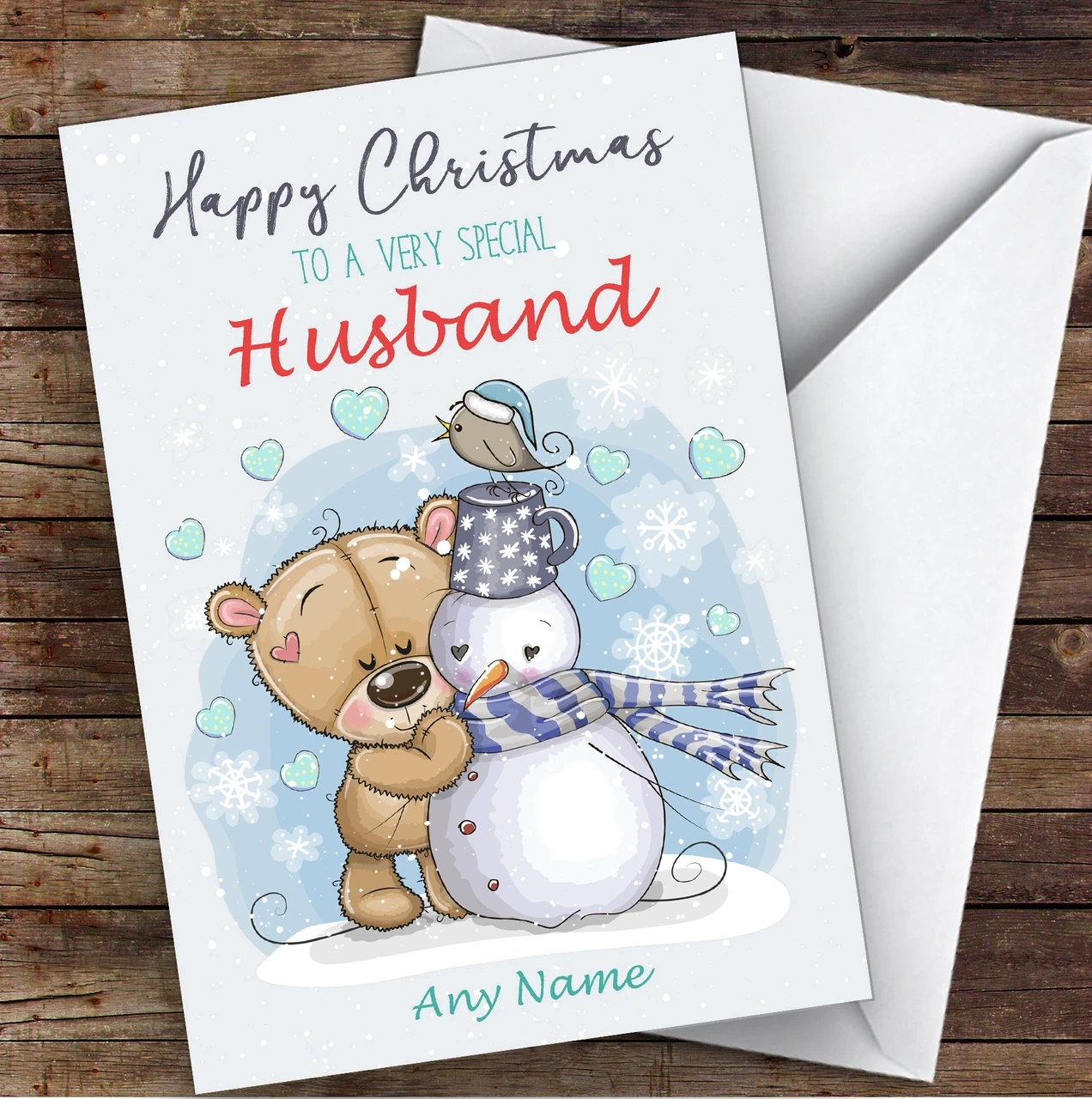 Bear Snowman Romantic Husband Personalized Christmas Card Bear Snowman Romantic Husband Personalized Christmas Card