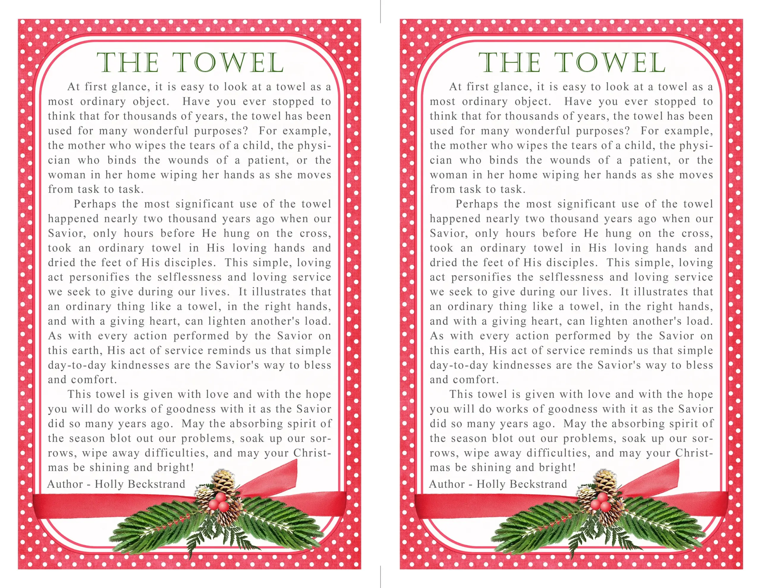 christmas towel poem free printable christmas towel poem free printable