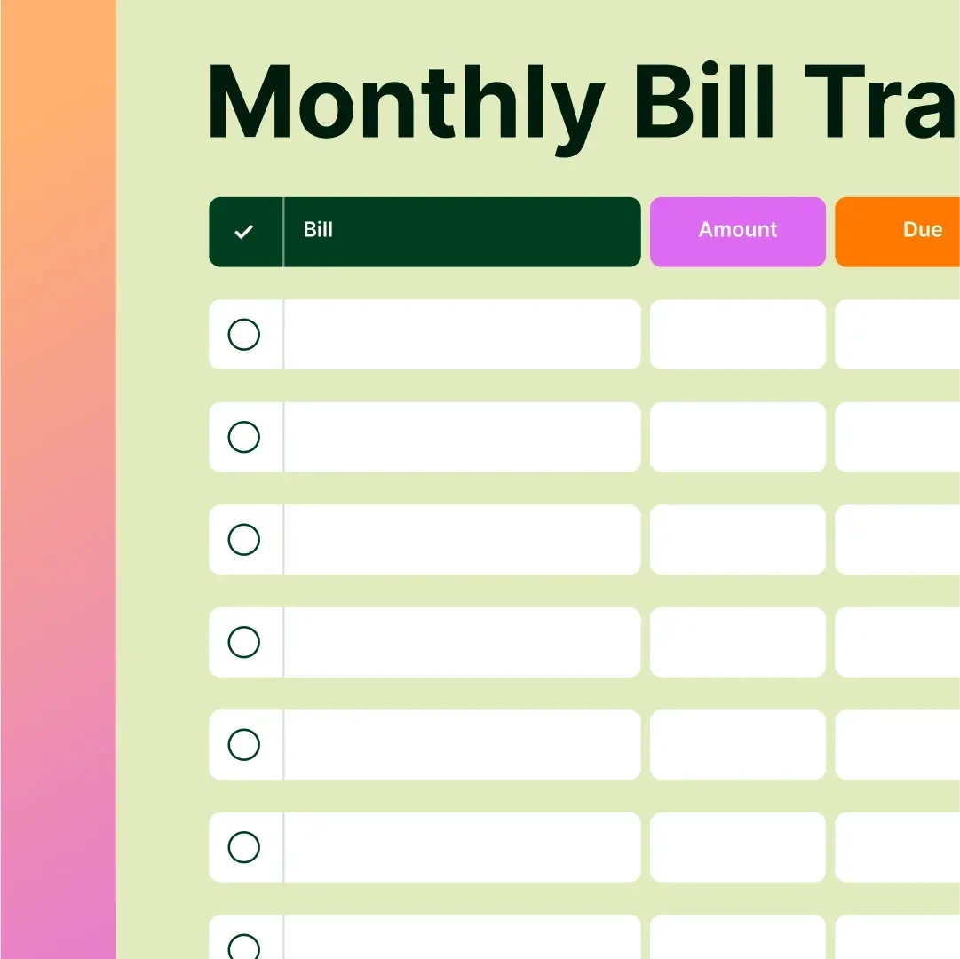 Bill Tracker Printable