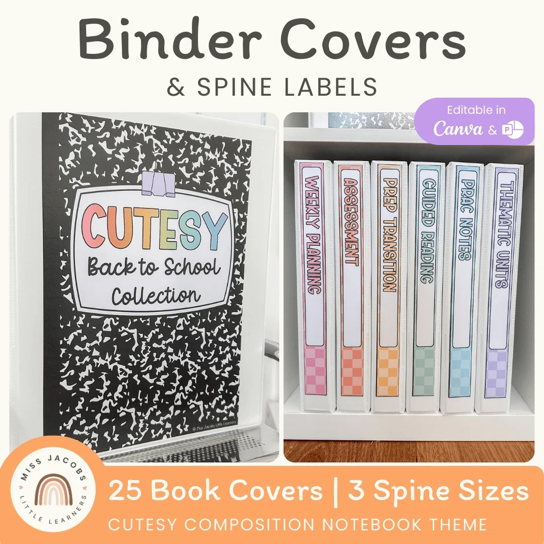 Binder Covers And Spine Labels Cutesy Classroom Decor Binder Covers And Spine Labels Cutesy Classroom Decor