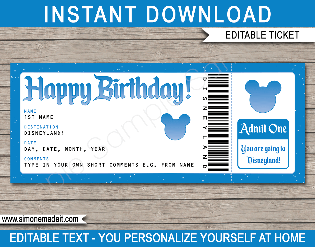 Birthday Surprise Trip Disneyland Ticket Birthday Surprise Trip Disneyland Ticket