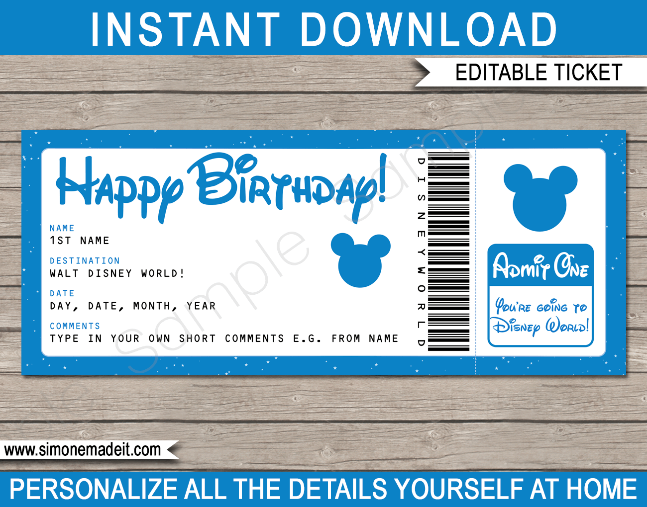 Birthday Surprise Trip Walt Disney World Ticket Birthday Surprise Trip Walt Disney World Ticket