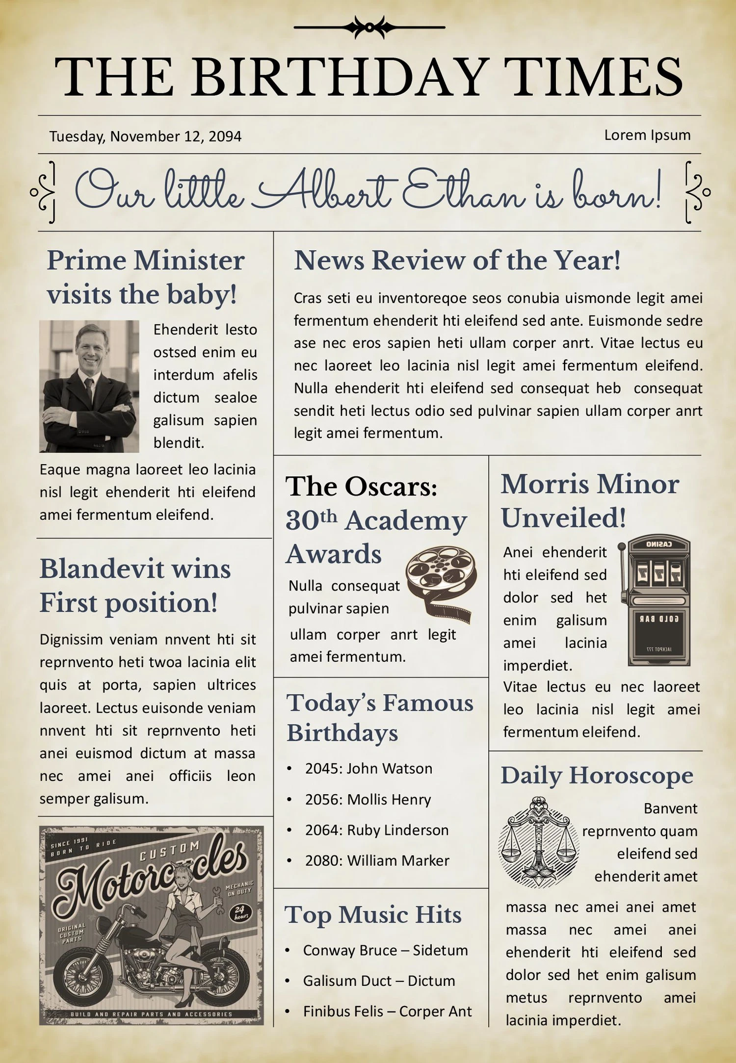 Birthday Times Newspaper Template