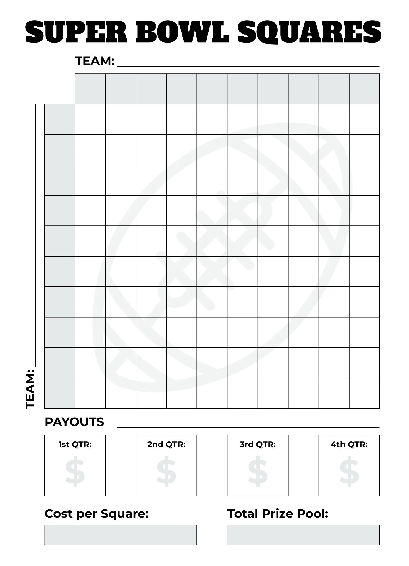 free printable super bowl squares template 50 squares free printable super bowl squares template 50 squares