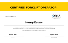 blue edge forklift certification card template