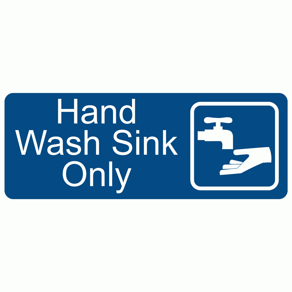 Blue Engraved Hand Wash Sink Only Sign With Symbol Egre 372 Sym White On Blue