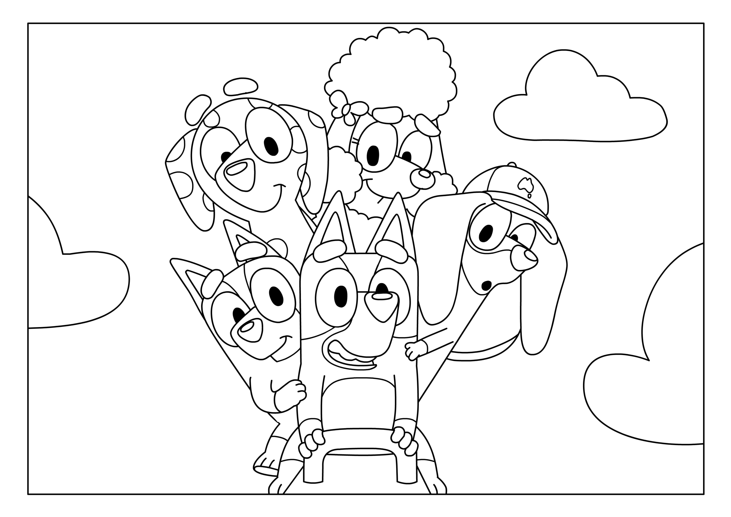 Bluey Friends Colouring Sheets
