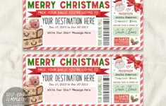 Boarding Pass From Santa Gift Ticket Editable Template Christmas Xmas Surprise Vacation For Kids Holiday Trip Reveal Gift Travel Ticket 363631636