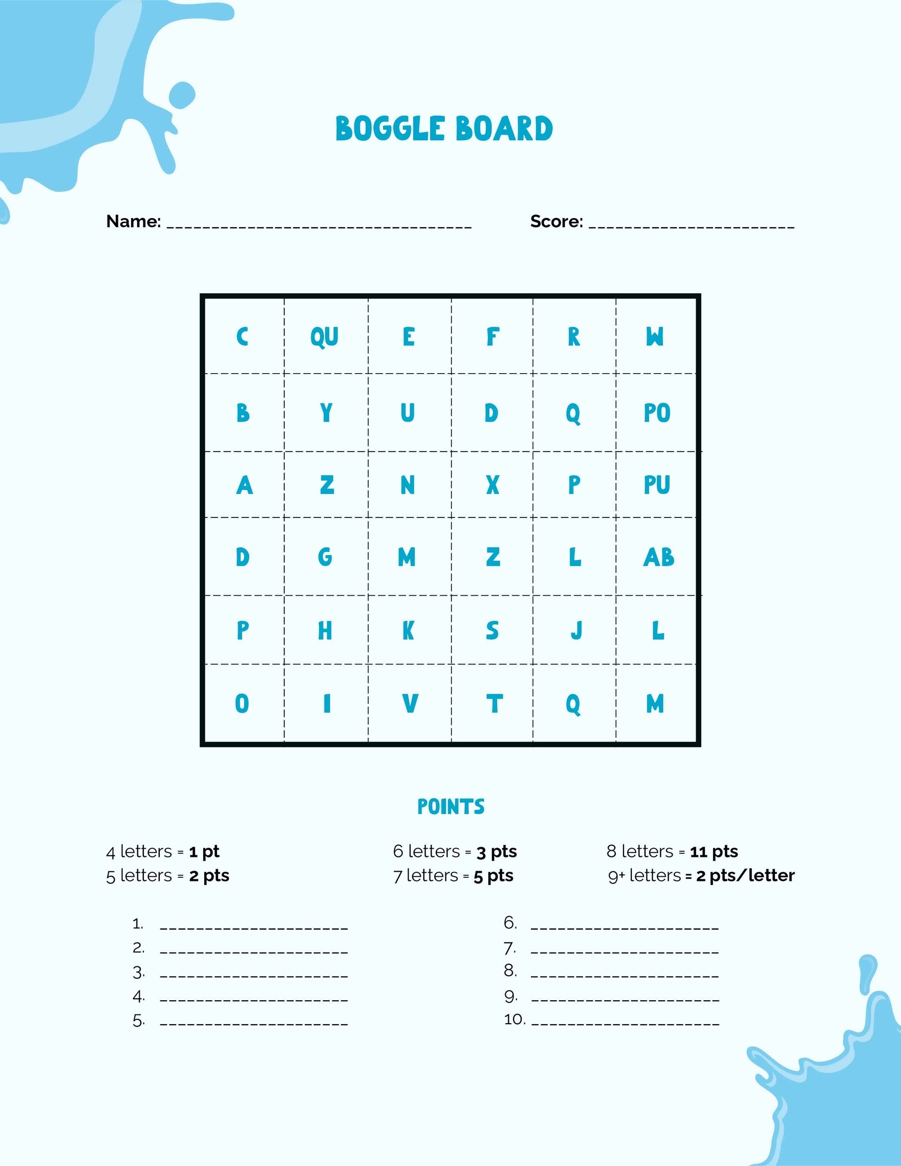 Boggle Board