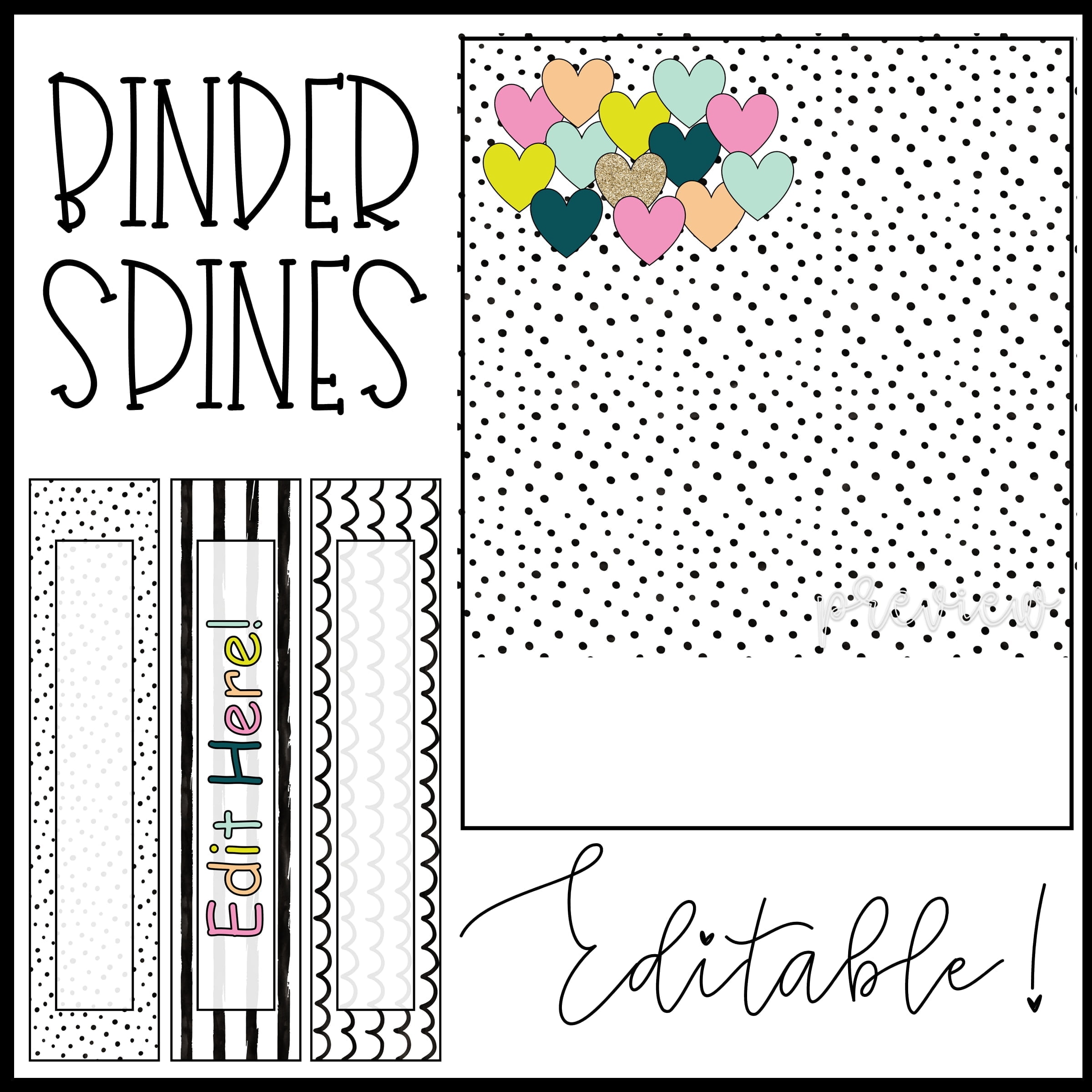 Bold Brights Editable Binder Covers