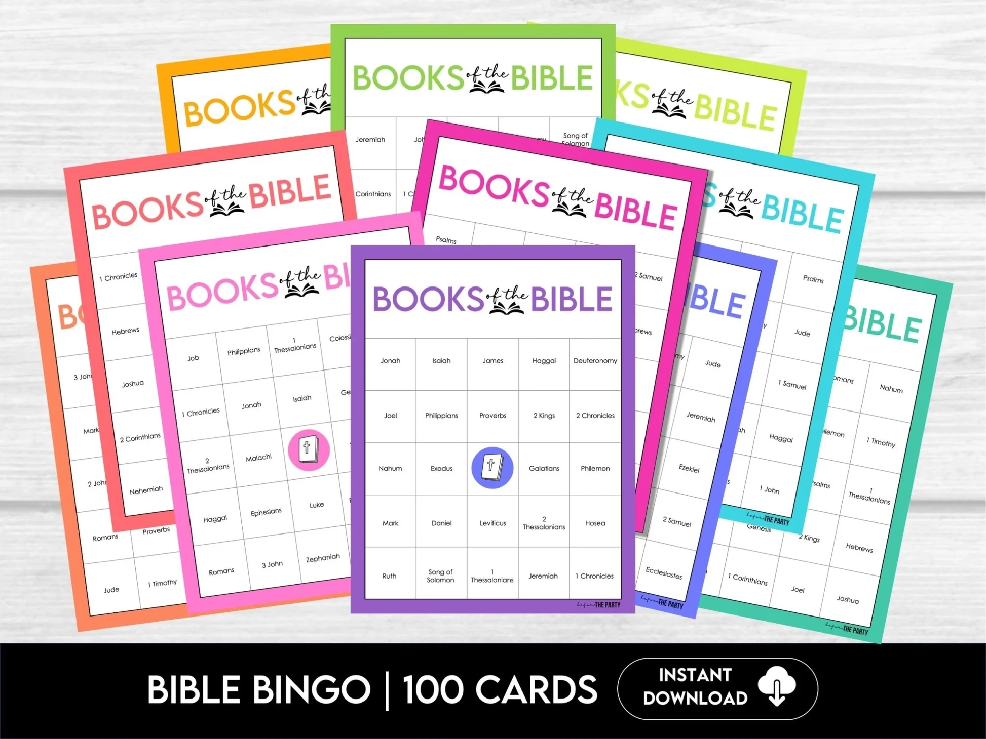 Books Of The Bible Bingo Cards Books Of The Bible Bingo Cards