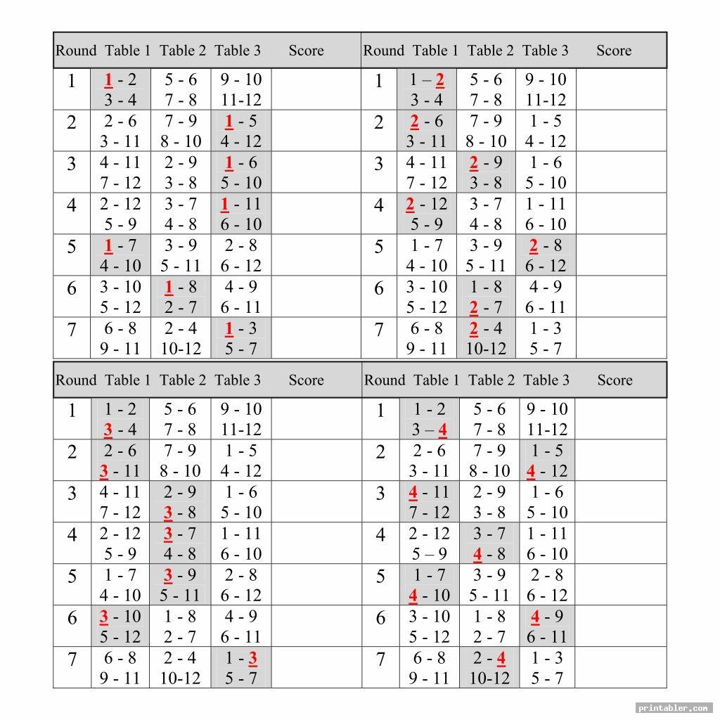 Bridge Tally Cards Printable