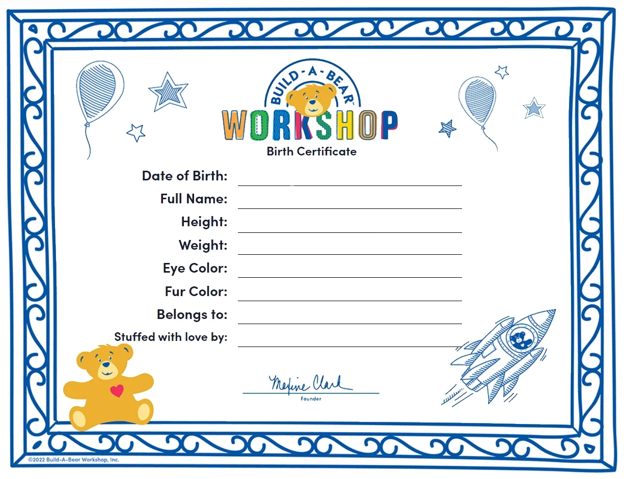 Buildabear Birth Certificate Template Buildabear Birth Certificate Template