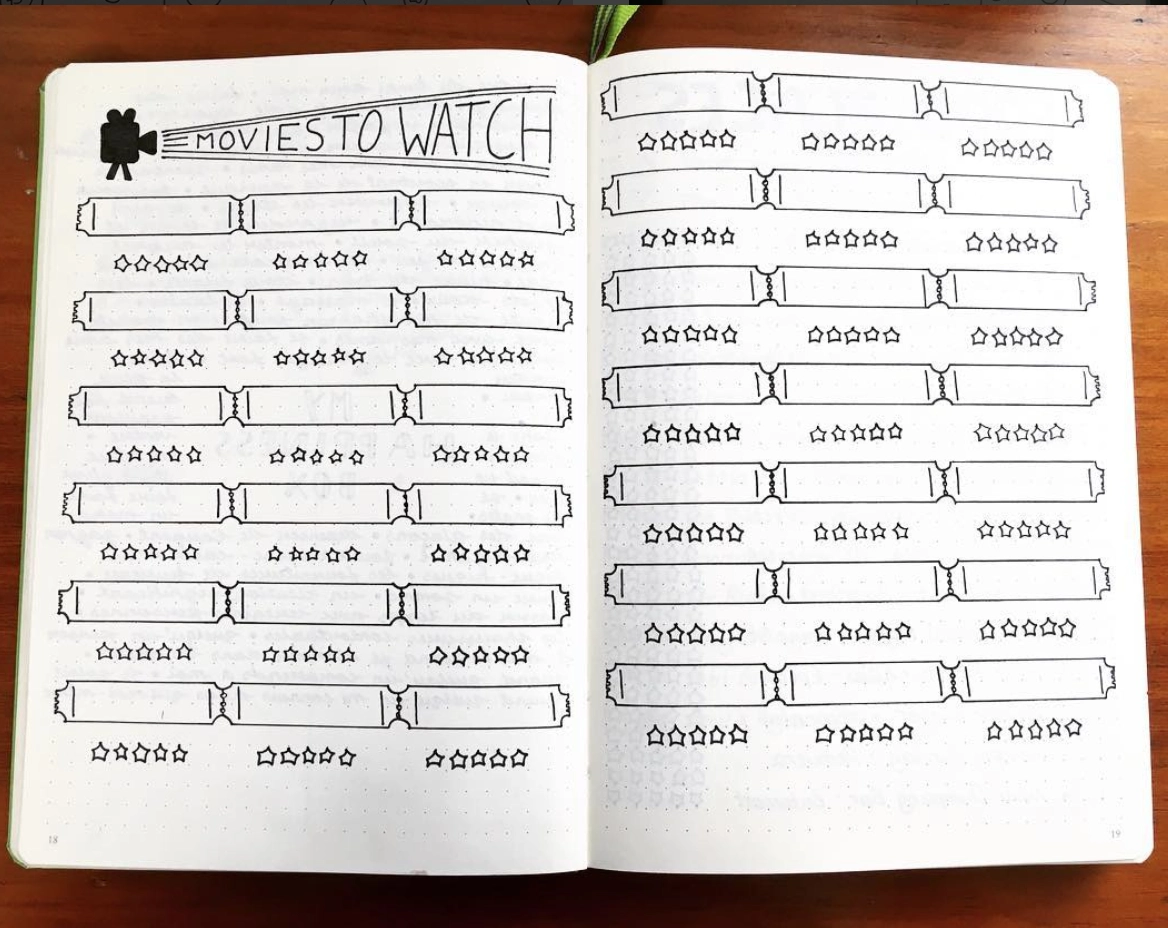 movie tracker bullet journal printable
