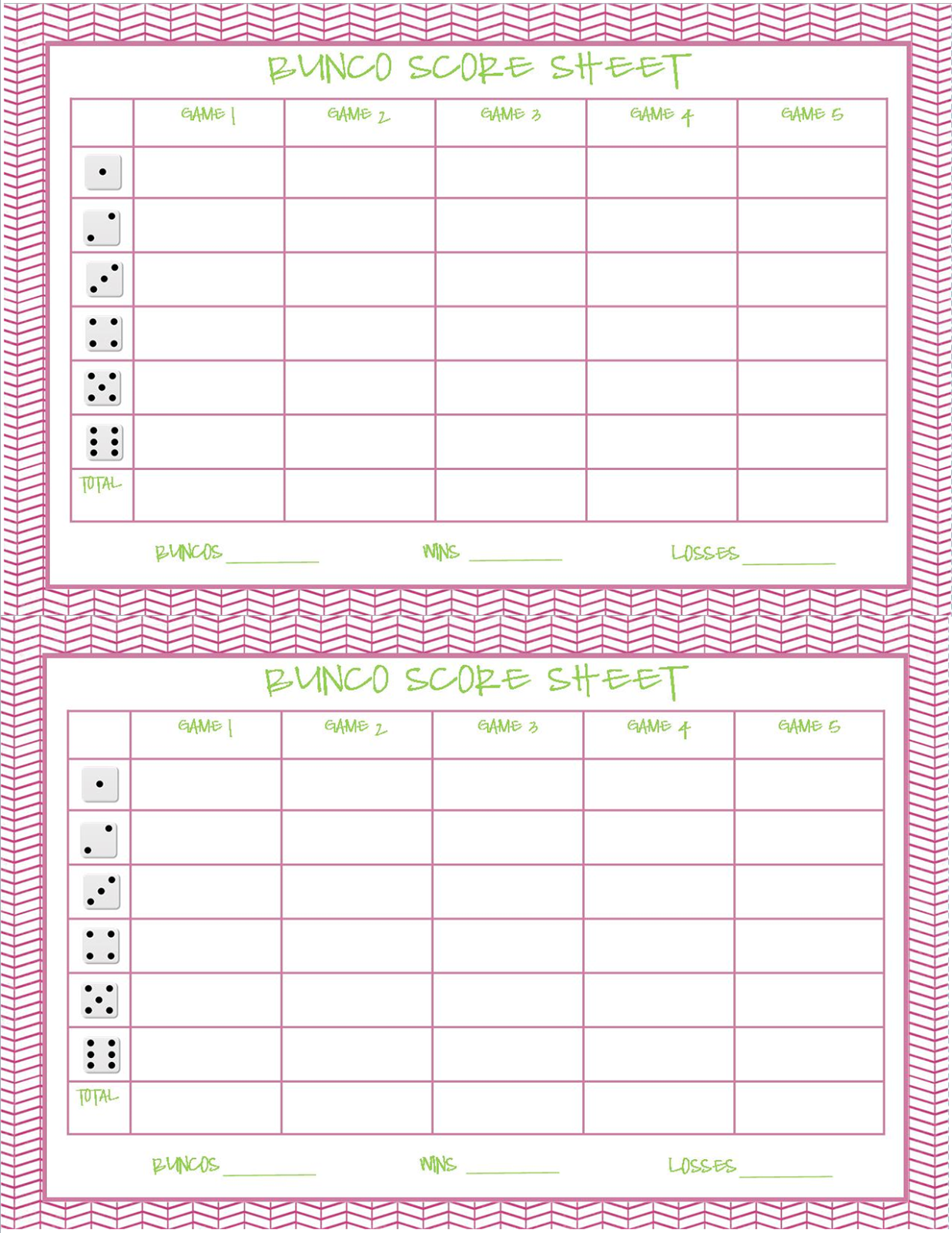 Bunco Score Sheets Bunco Score Sheets