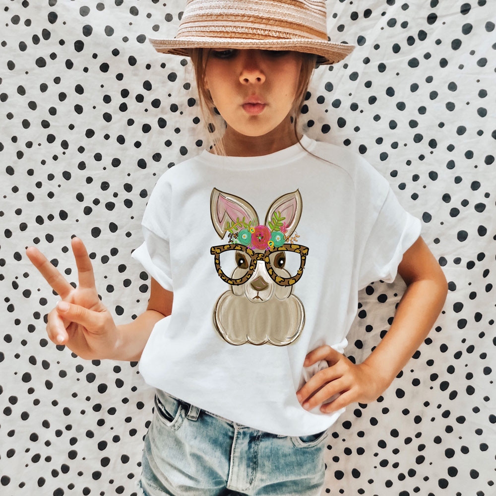 Bunny With Leopard Glasses Easter Dtf Heat Transfer