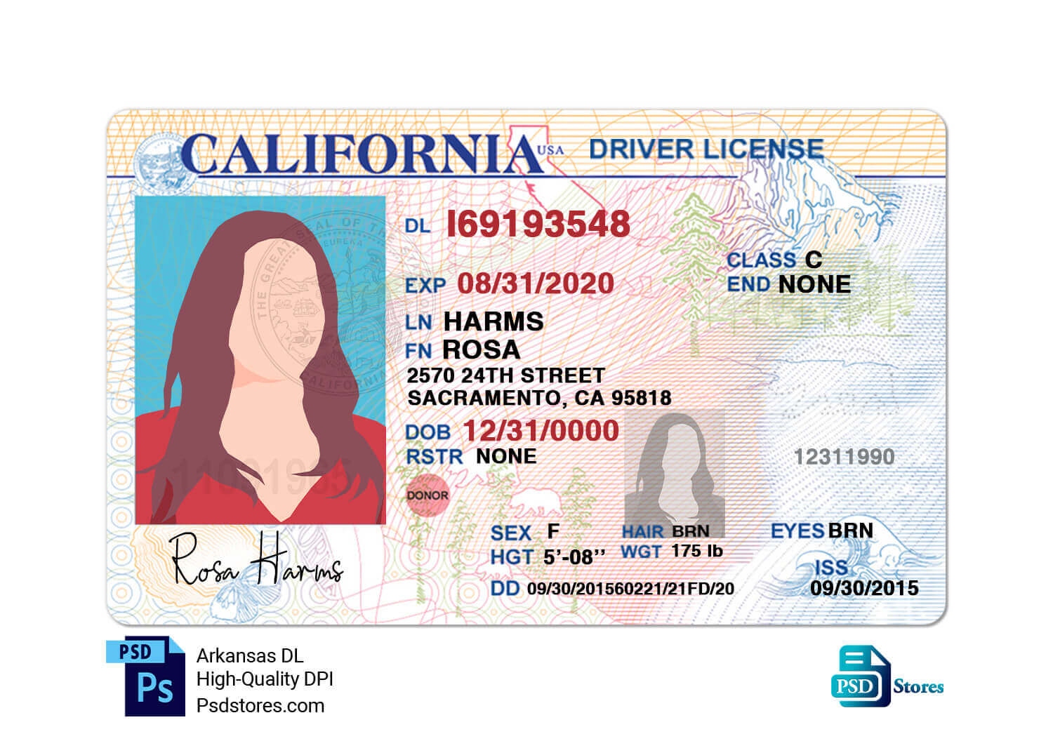 California Driver License Template V2