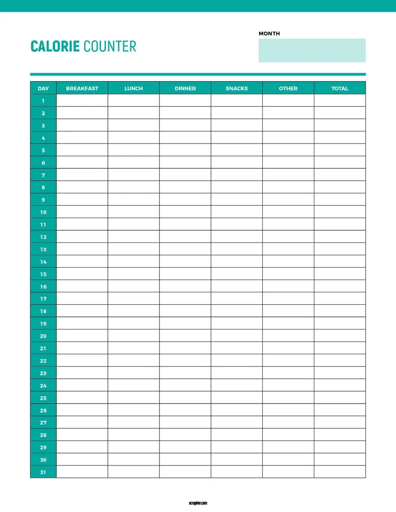 Calorie Tracker Printable