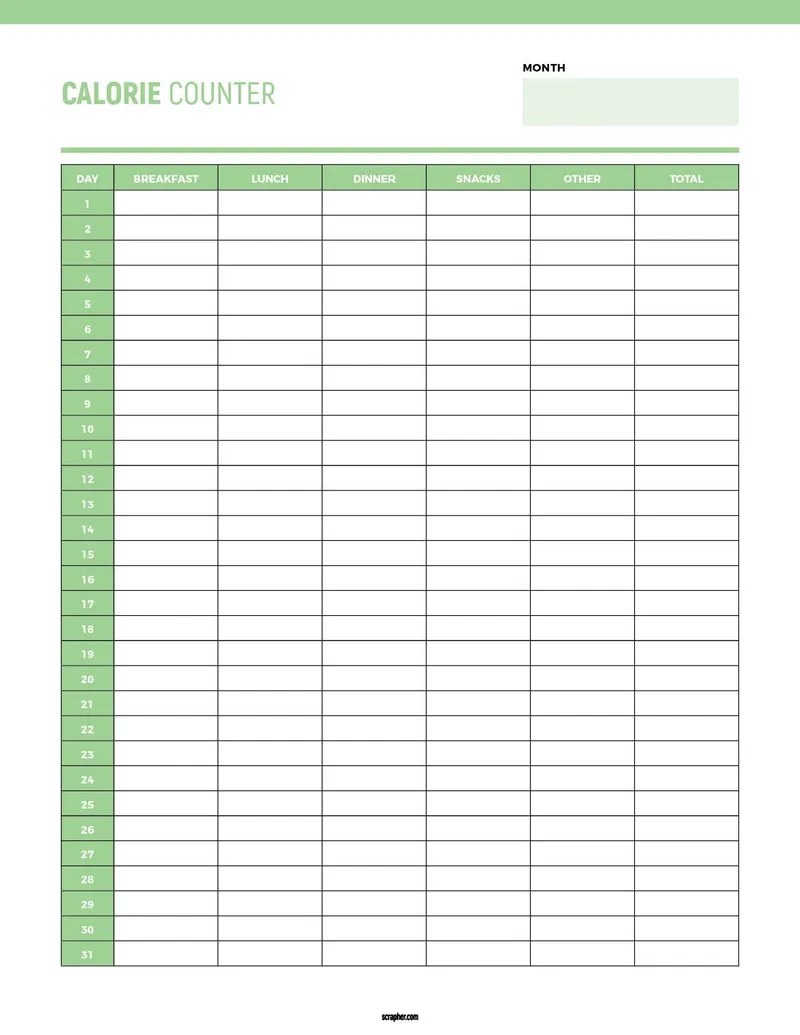 Calorie Tracker Printable