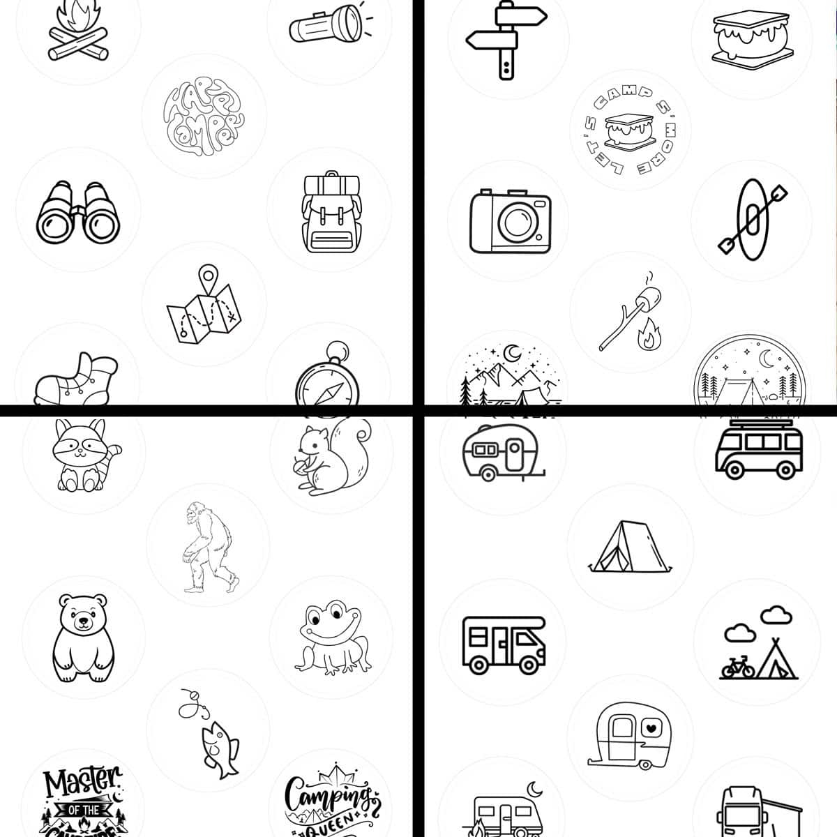 Camping Button Templates Camping Button Templates