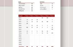 Canasta Score Sheet