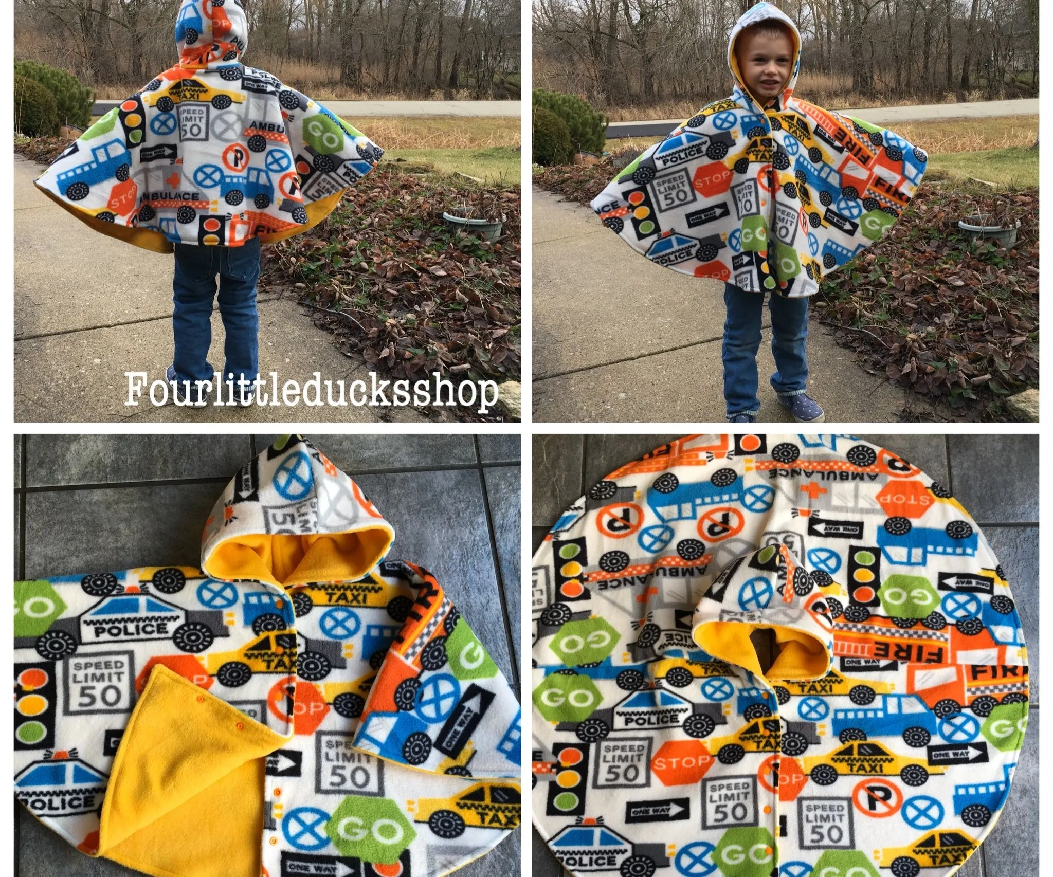 Car Seat Poncho With Directional Print Fleece