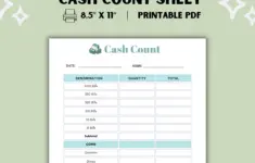 Cash Count Sheet Printable Money Tally