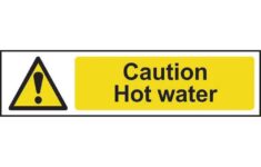 Caution Hot Water Sign PVC 200 X 50mm