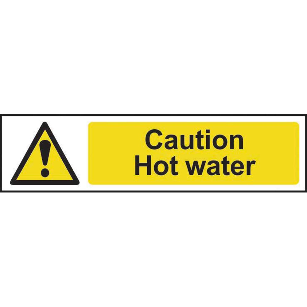 Caution Hot Water Sign PVC 200 X 50mm Caution Hot Water Sign PVC 200 X 50mm