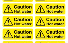 Caution Hot Water Signs Pack Of 10