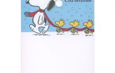 Cd25451 Snoopy Walking And Leading A Line Of Woodstocks With His Red Scarf Hand Decorated Peanuts Christmas Card