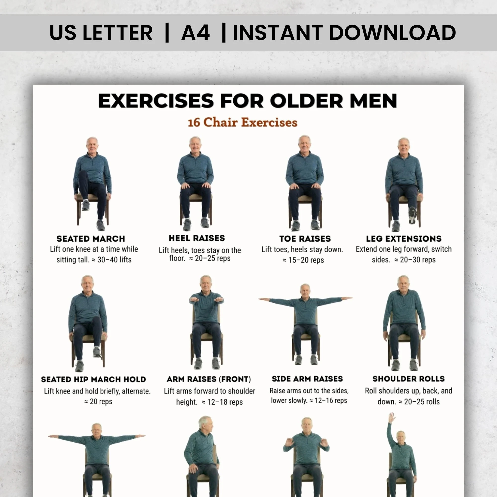 Chair Exercises For Older Men Printable