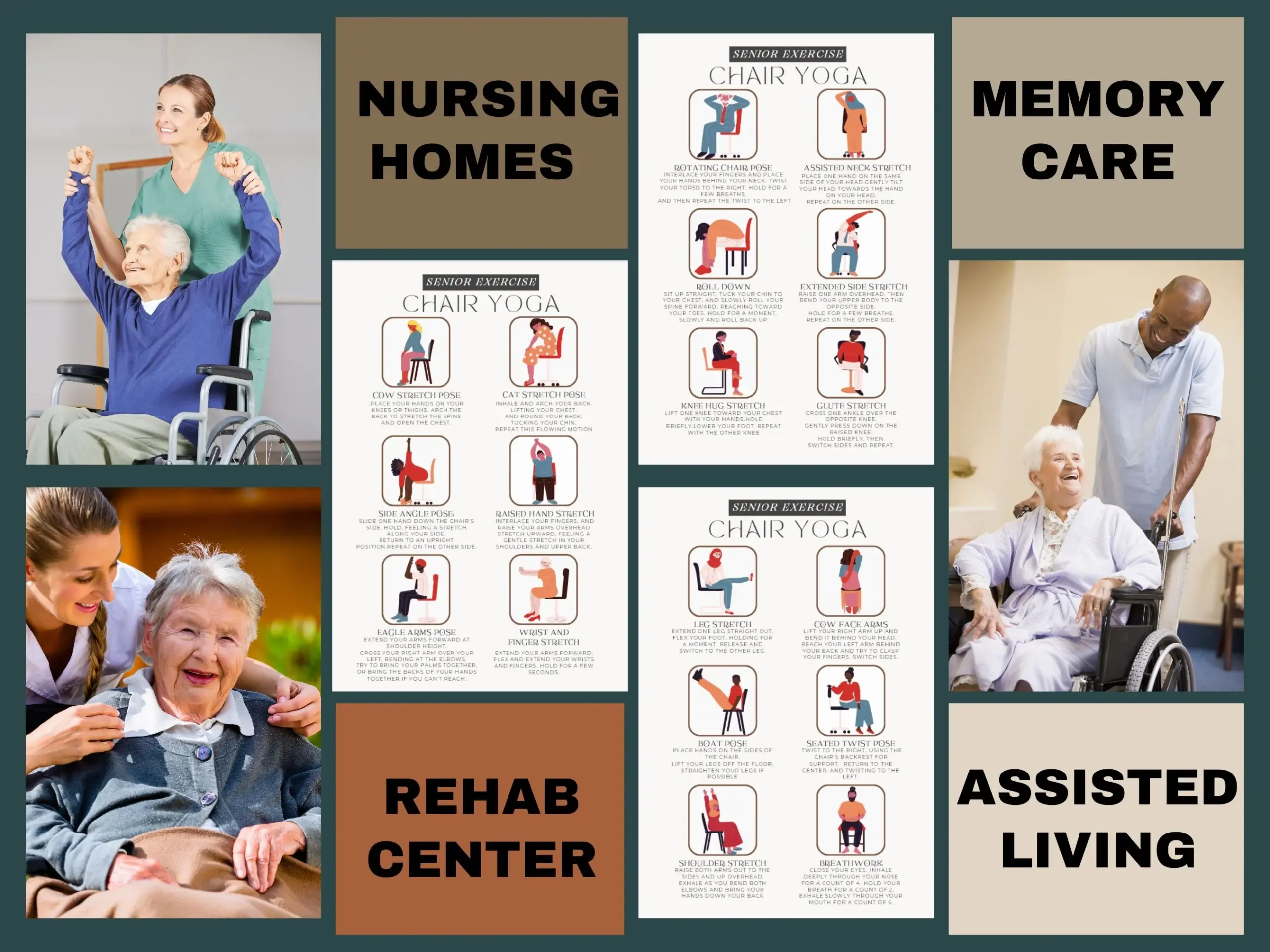 Chair Yoga Guide For Seniors Exercise For Elderly Physical Therapy Printable Wheelchair Exercise Nursing Home Sport Dementia Printables