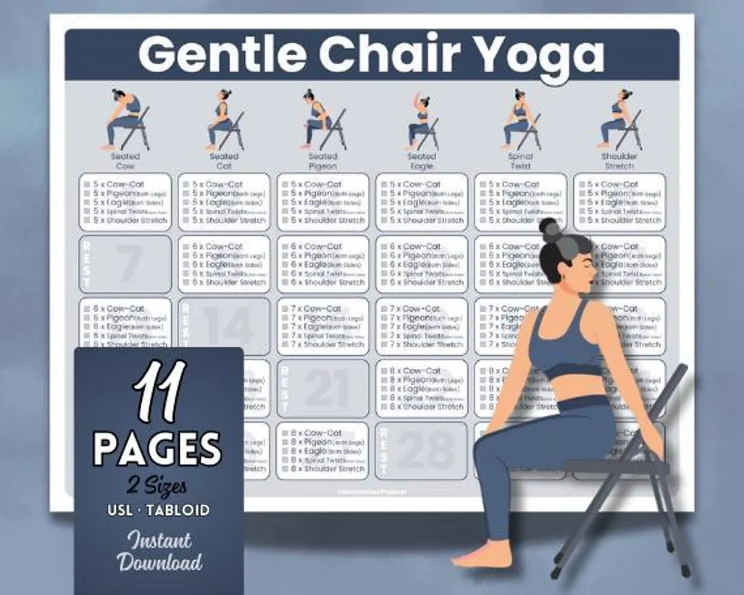 Chair Yoga Printable Senior Exercise