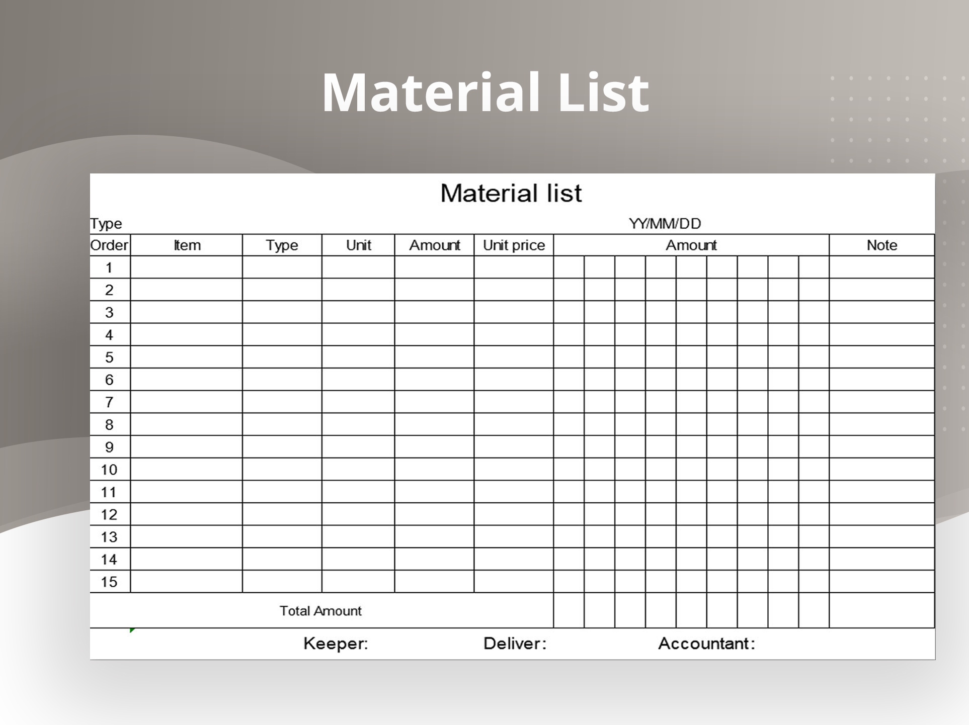 free office supply list template