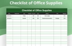 Checklist Of Office Supplies Xlsx Excel C800cf12